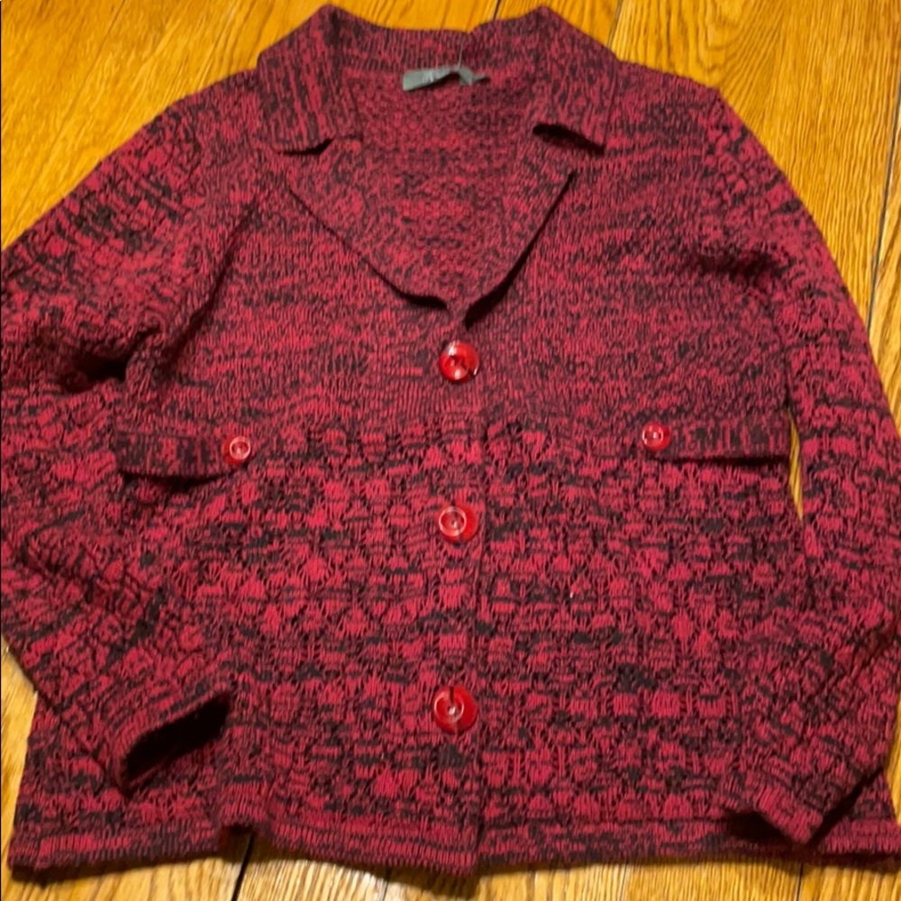 Willow brand red/black cardigan sweater.  Size Large.